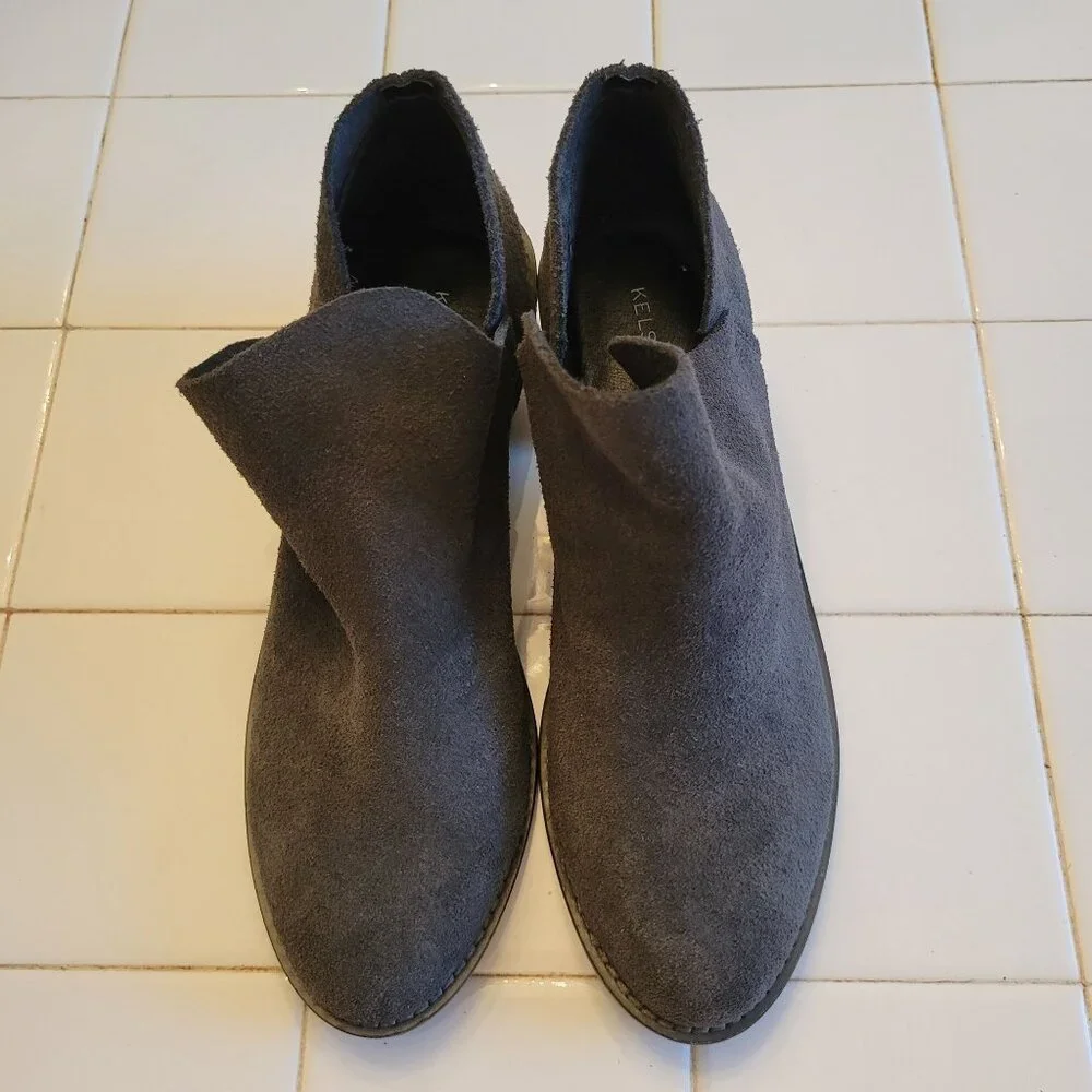 Kelsi Dagger Brooklyn Gray Suede‎ Ankle Boots 7 KENMARE Granola Neutral Coquette